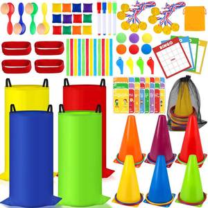 lot 7421 image: KUBUSFLY Potato Sack Race Bags with Cones, Carnival Games for Kids Family