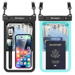 lot 8003 image: Rynapac Large Waterproof Phone Pouch Up to 10, 2 Pack IPX8 Protector Pouch