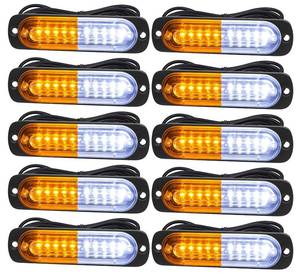 lot 8024 image: EASE2U E Led Emergency Strobe Lights for Truck Vehicle ATVs Universal Surface Mount AmberWhite Emergency Warning Hazard Flashing Strobe Light Bar for Off Road (10PCS)