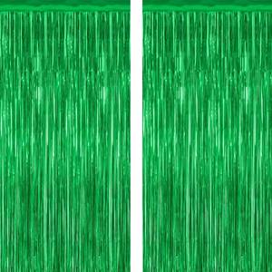 lot 8026 image: ZATAYE 2 Pack Green Foil Curtain Backdrop Birthday Party Decorations