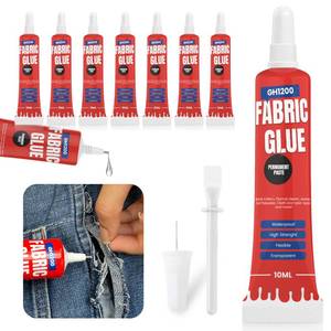 lot 8029 image: Fabric Glue Permanent (10 ML x 8), Fabric Glue for Clothing Permanent Washable for Rhinestones, Patches, Clothes, Denim, Leather, Polyester, Fabrics, Doll Repair, Flannel, Cotton & More