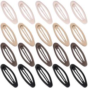 lot 8047 image: Cptots 20PCS Oval Metal Snap Clips for Women No Slip Small Barrettes for Thin Fine Hair,Matte Black Brown Beige