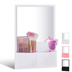 lot 8052 image: Wonderjune Magnetic Locker Mirror with Holder Bag, 7 x 6.7 Inch, White