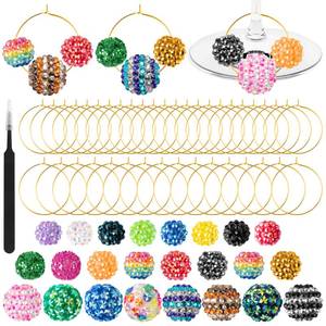 lot 8068 image: JodarilaXa DIY Wine Glass Charms �� 24 Colorful Rhinestone Beads 40 Charm Rings Tweezers Set, Custom Personalized Wine Glass Marker Stem Cup Tags for Wines Tasting Party Favors Christmas Wedding