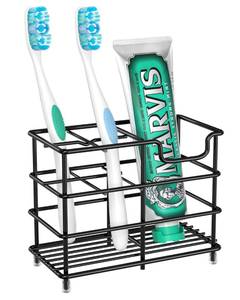 lot 8073 image: HBlife Toothbrush Holders for Bathroom, 5 Slots Black Stainless Steel Bathroom Accessories Organizer for Small Spaces