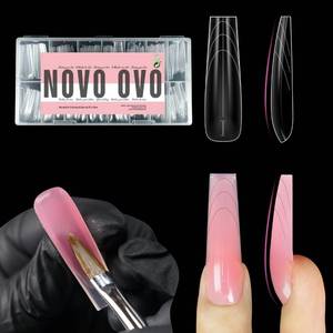 lot 8079 image: NOVO OVO Tapered Square (Sculpted) Nail Dual Forms for Poly Gel Extension with Guiding Line Inside, XL XXL Reusable Full Cover Acrylic Builder Hard Gel Polygel Molds x 15 sizes 150 Pcs