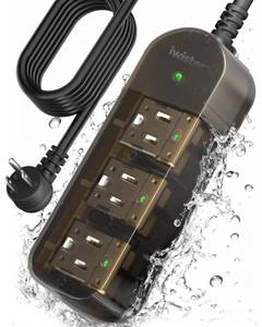 lot 8093 image: Iwister Outdoor Power Strip Weatherproof, 3 AC Outlets, 10FT Extension Cord