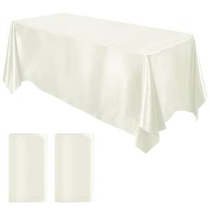 lot 8101 image: MCEAST 2 Pack Satin Rectangular Tablecloth, 102 x 58 Inches, Ivory
