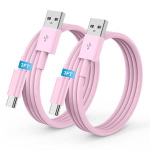 lot 8106 image: LDHTY CarPlay Charging Cable, USB A to USB C Cable, 2-Pack 3FT, Pink