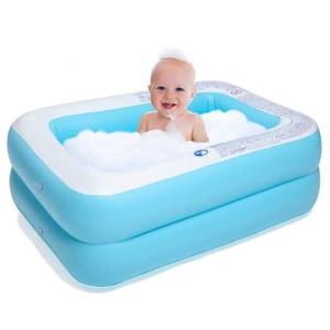 lot 8118 image: CHICLIST Inflatable Kiddie Pool, 50x33x17 Inch Rectangular