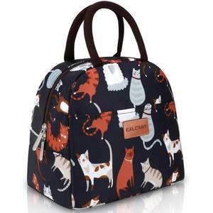lot 8127 image: BALORAY Lunch Bag for Women Men Adult Lunch Box (Dark Blue With Cat), M