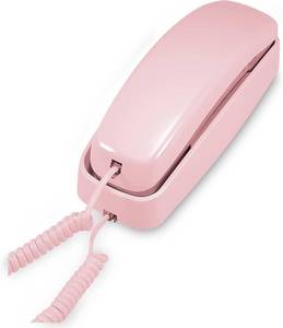 lot 8489 image: AT&T TRIMLINE 210 Corded Home Phone, No AC Power Required, Improved Easy-wall-mount, Lighted Big Button Keypad, 13 SpeedDial Keys, Last Number Redial, Mute, Flash, Volume Control, Princess Phone, PINK