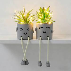 lot 8492 image: Cute Fake Plants, Succulents Pots with String Lights, Fake Plants Artificial For Desk D�cor, Office Decor for Women, Shelf Decor for Gift, Bathroom Small Plants Decoration, Plants Window Sill Decor