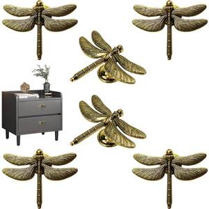 lot 8493 image: LB-LAIBA Dragonfly Drawer Knobs Modern Dresser Pulls for Closet Cabinet Cupboard Wardrobe Furniture Door Pulls Home Kitchen Hardware Decoration 6 Pieces (Ancient Gold)