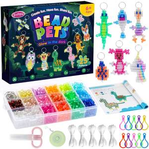 lot 8496 image: Pony Beads Kit for Keychain Making, Glow in the Dark Bead Pets for Kid Girl