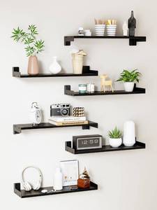 lot 9095 image: FNBAR Floating Shelves for Wall, Shelves for Decor Storage,6Pcs 16,Black