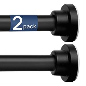 lot 9101 image: ENJOYBASICS 2 Pack Tension Curtain Rod, 32-78 Adjustable, Stable, Black