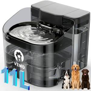 lot 9113 image: VEWO 11L372oz Large Dog Water Fountain, No Spill Automatic Dog Water Bowl Dispenser with Multi-Layer Filtration, Flowing Dog Water Dispenser with Deep Basin, BPA-Free, Ultra Quiet and Easy to Clean