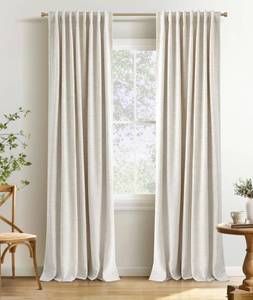 lot 9122 image: INOVADAY 100% Blackout Linen Curtains for Bedroom 50x84 Inches Cream