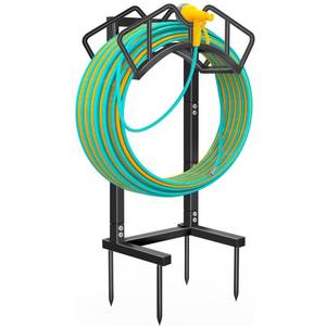 lot 9131 image: Qatsrin Super Stable Garden Hose Holder, Water Hose Reel holds 160ft, Black