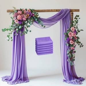 lot 9133 image: Xiomot Wedding Arch Draping Fabric 6 Panels Lavender Purple Sheer Backdrop