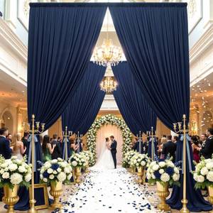 lot 9140 image: Party Village 10ft�15ft Navy Blue Backdrop Curtain for Wedding Parties