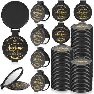 lot 9144 image: Gulfmew 72 Pcs 2.76 Inch Inspirational Pocket Mini Compact Mirror Bulk Portable Folding Makeup Mirror for Adult Women Party Favors Daily Small Gifts for Travel Thanksgiving Christmas (Black)