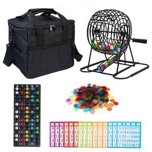 lot 9149 image: Deluxe Bingo Game Set -Durable Laser Engraved Bingo Balls,300 10-Color Chips,100 Large-Print Cards,8 Bingo Cage,Large Bag&Master Board Complete Bingo Set Gift for Bingo Night&Group Activities&Family