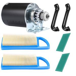 lot 9158 image: 593934 Starter Motor Tune Up Kit Compatible with Briggs and Stratton 14 Tooth 12-18.5HP Lawn Tractor Engines, Includes 697153 Air Filters & 794683 Breather Tubes, Replaces 693551 5777N 797008
