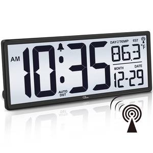 lot 9165 image: WallarGe 14.5 Atomic Digital Wall Clock Battery Operated with Backlight