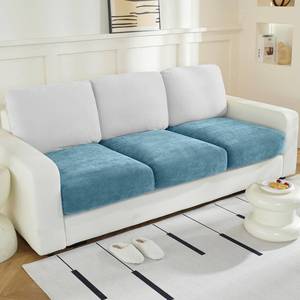 lot 9170 image: WEYOND Couch Cushion Covers L Shaped Sectional, 3PC Seat Covers, Blue