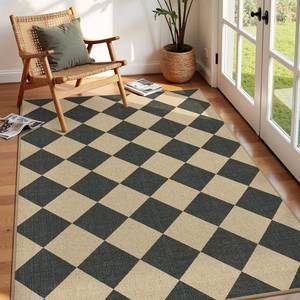lot 10093 image: Lessymo Checkered 3x5 Outdoor Patio Rug, Washable Easy Jute for Entryway