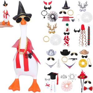 lot 10106 image: JolliLudo 12 Set 7 Inch Desk Goose Outfits Mini Goose Clothes, Holiday