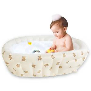 lot 10109 image: EKEPE Inflatable Baby Bathtub with Built in Pump, Collapsible Safe Baby Bathtub for Newborns and Baby, Non-Slip Travel Mini Swimming Pool for Babies 0-5 Years Old - Bear