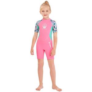 lot 10110 image: Wetsuit Kids Shorty Neoprene Thermal Diving Swimsuit 2.5MM for Girls Boys Child Teen Youth Toddler, One Piece Children Rash Guard Swimming Suit UV Protection Sunsuit for Surfing (Girl Pink, M)