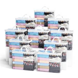 lot 10112 image: 10PACK Clear Zippered Storage Bags for Clothes, 22L Plastic Clothes and Under-Bed Storage Organizers, Blanket Storage Bags for Bedding, Linen, Blankets, Comforters, Clothing & Toys (White)