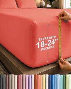 lot 10161 image: CGK Extra Deep Queen Single Fitted Sheet Only - Coral