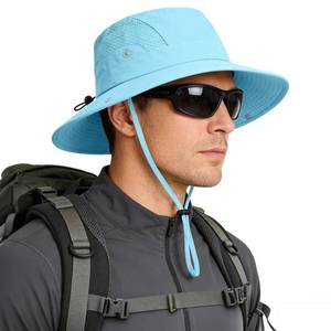 lot 10164 image: Sun Hat for Men Women UV Protection Wide Brim Fishing Hats Breathable UPF 50 Waterproof Boonie Bucket Hats Beach Safari Hiking Garden Light Blue
