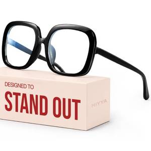 lot 10167 image: miyya Oversized BlackTortoise Blue Light Blocking Glasses for Women - Halloween Accessory for Detective, Nerd, School Girl & More