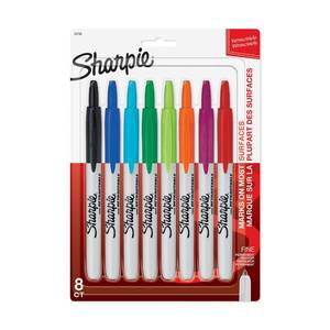 lot 10195 image: Sharpie Retractable Fine Point Permanent Markers, 8 Colored Markers (32730PP)