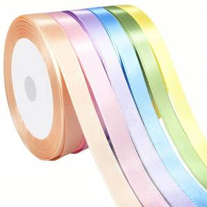 lot 10196 image: Hapidooda 38 150 Yards 6 Colors Pastel Light Rainbow Satin Ribbon