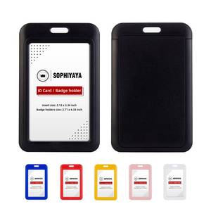 lot 10214 image: 2 Pack Black Vertical Sliding Hard Plastic Badge Holder for Offices School