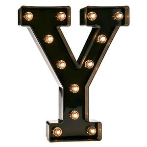lot 10235 image: Pooqla Black Light Up Letter Y, Marquee Letters Black Room Decor