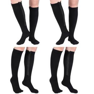 lot 10249 image: Tarpop 4 Pair Zipper Compression Socks for Women Men XXXL Black