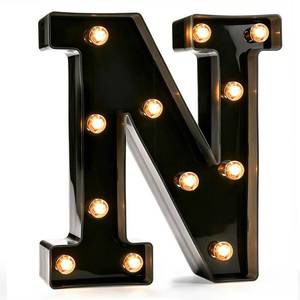 lot 10250 image: Pooqla Black Light Up Letter N, Marquee Letters Black Room Decor