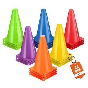 lot 11629 image: ZKNDRHJO 24pcs Cones 9 Inch Soccer Cones and Plastic Traffic Cones, Durable Cones for Sports Training, Ideal for Soccer, Basketball, Football, Skating, and Agility Drills Practice (24, Colors)