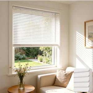lot 11630 image: HESTIA No Drill Room Darkening Venetian Mini Blinds, White, 18 W X 50 H