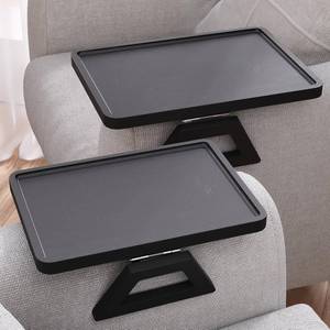 lot 11634 image: Danfoxer 2 Pack Bamboo Couch Arm Tray,Folding Sofa Armrest Table��Black��
