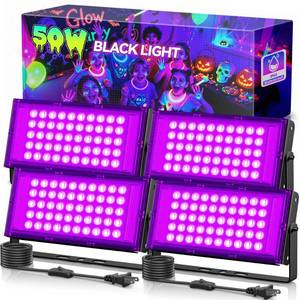 lot 11651 image: 4 Pack 50W LED Black Light, Waterproof Blacklight for Glow Party, Halloween