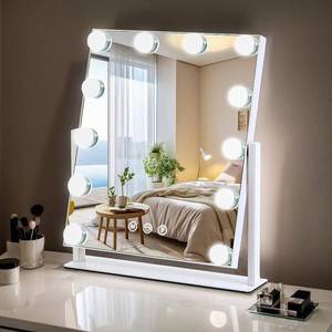 lot 11655 image: ZBOCAI Vanity Mirror with Lights, 13 x 11 Lighted Makeup Mirror for Desk, Hollywood Mirror with 12 Dimmable Bulbs, 3 Color Modes, Smart Touch Control, 360°Rotation, Gifts for Girls, Women, Wife